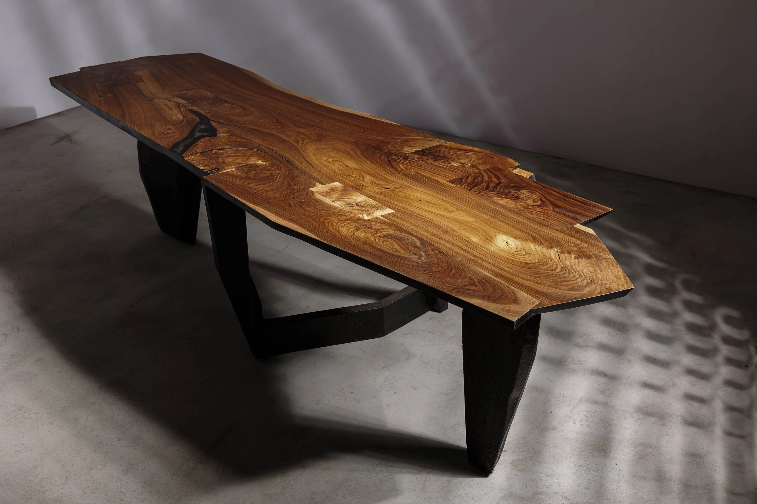 Walnut and Ash Brutalist Dining Table EM202- 1.jpg