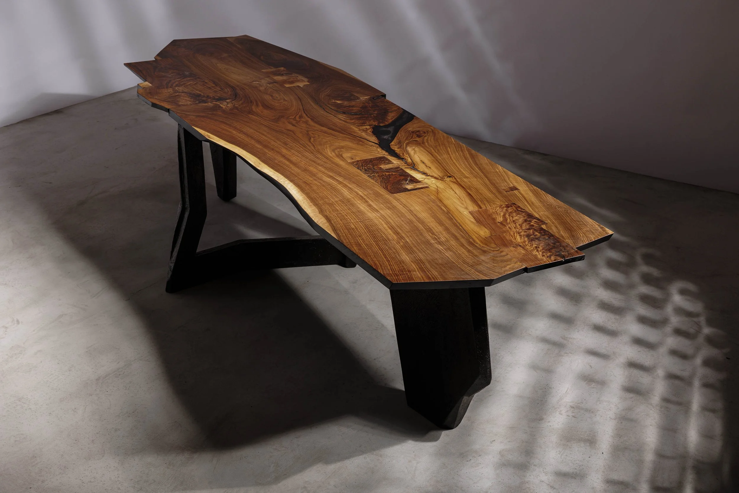 Walnut and Ash Brutalist Dining Table EM202- 3.jpg