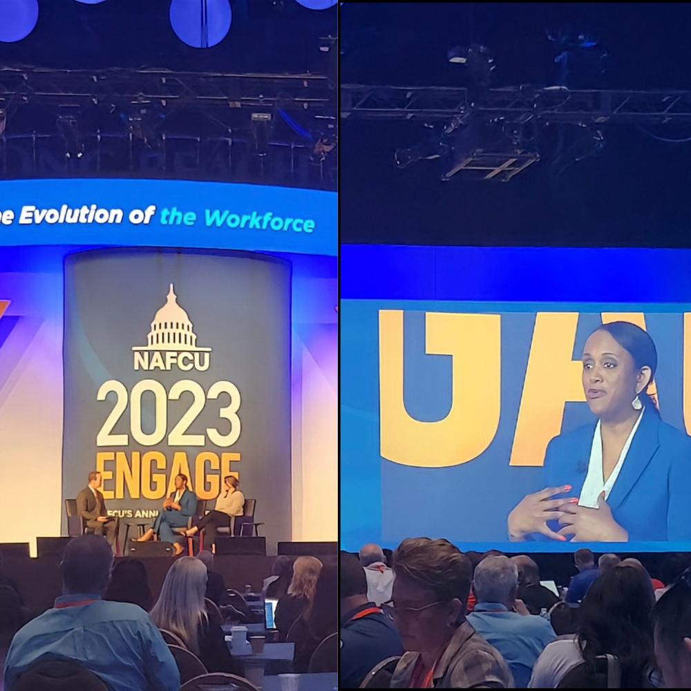Cassandra Shepard speaking at NAFCU credit union leadership event