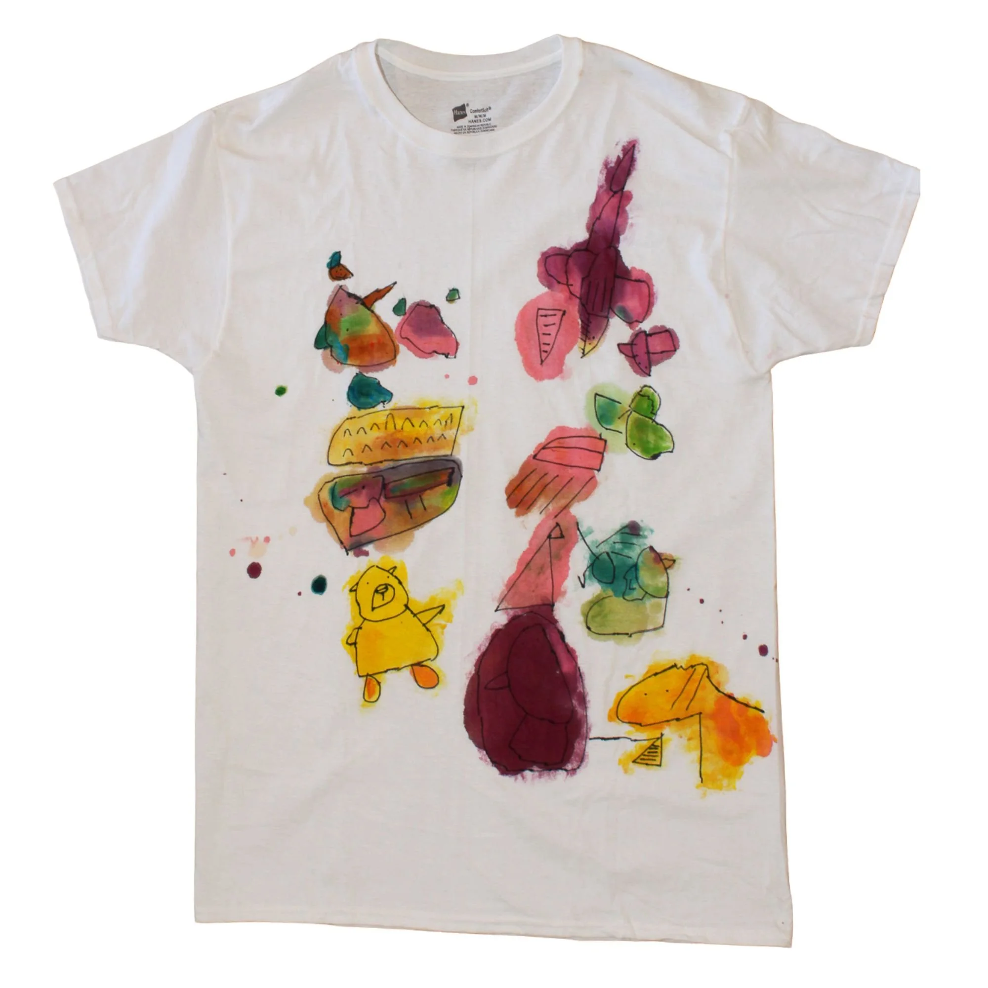 'Tiny Yellow Bear' One-Of-A-Kind Hand painted T-Shirt