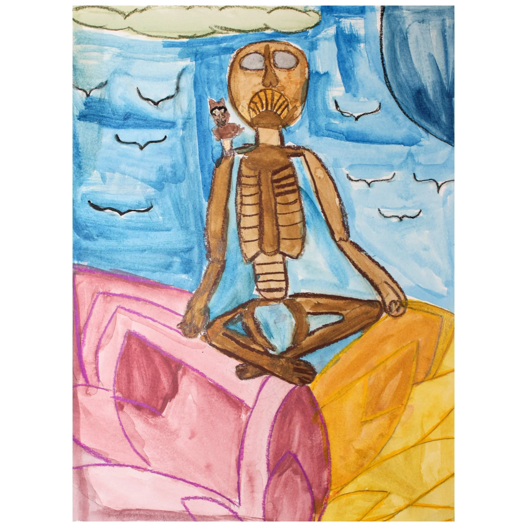 'Peaceful Meditation Skeleton' by Brenda Santiago