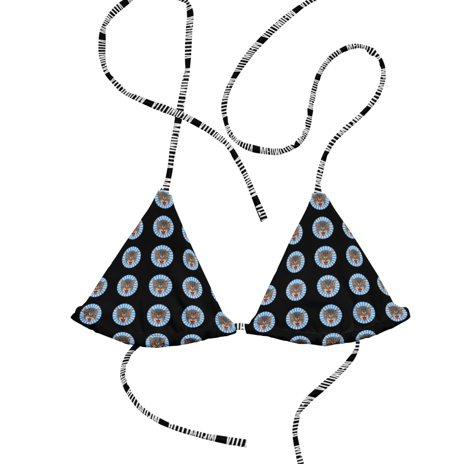 The Meowlitia "David The Deep House Cat" String Bikini Top