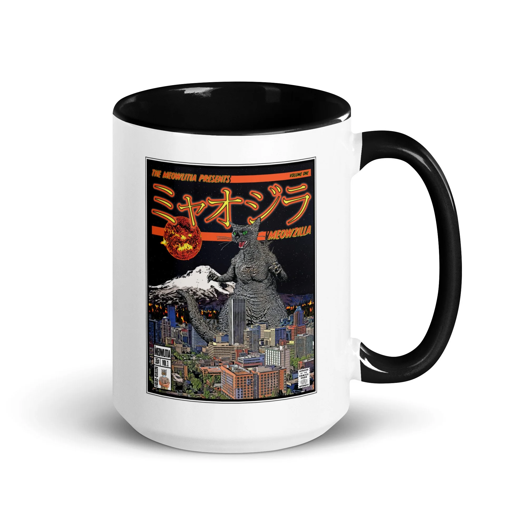 Feline-inspired graphic mug by The Meowlitia for cat lovers