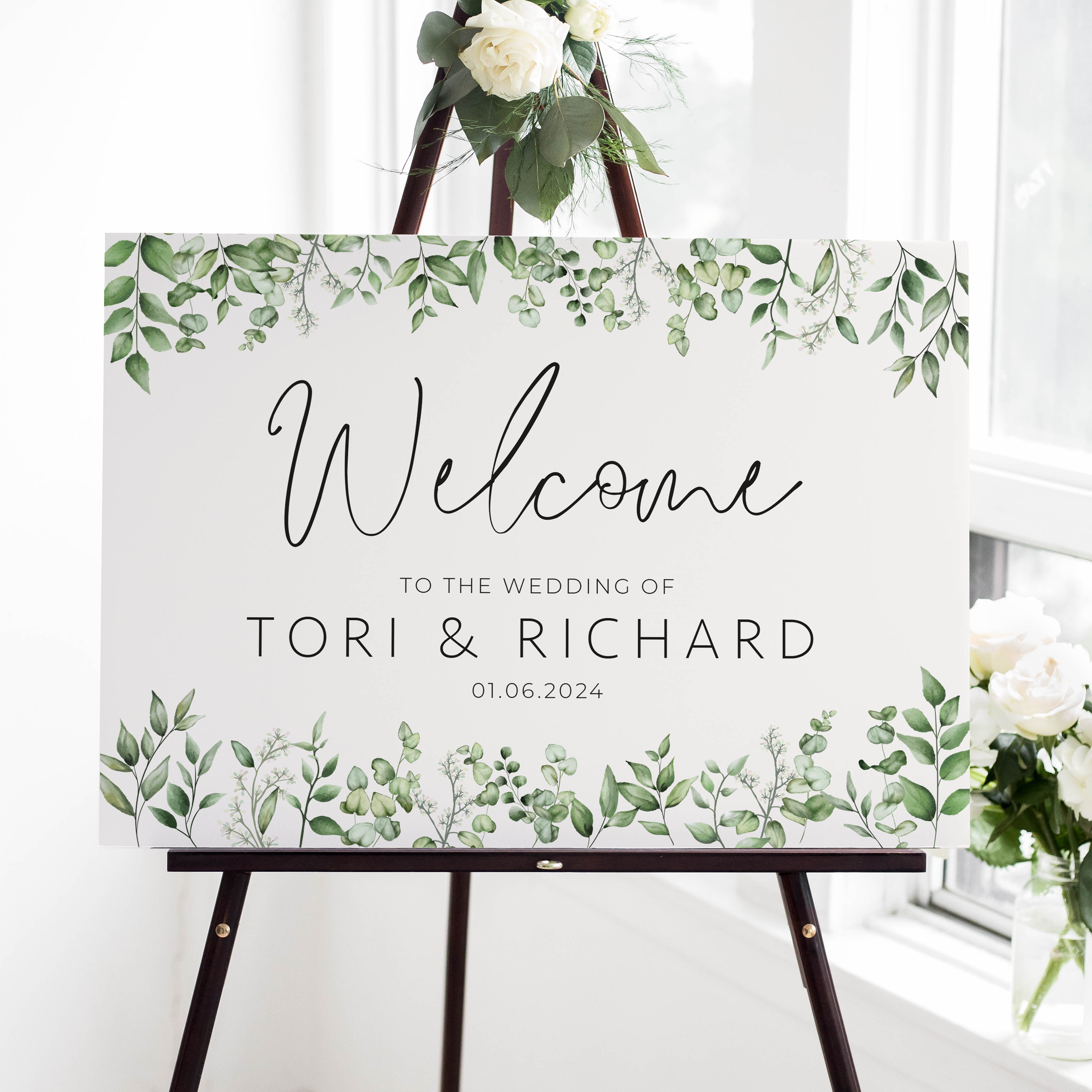 Green Floral Wedding Welcome sign