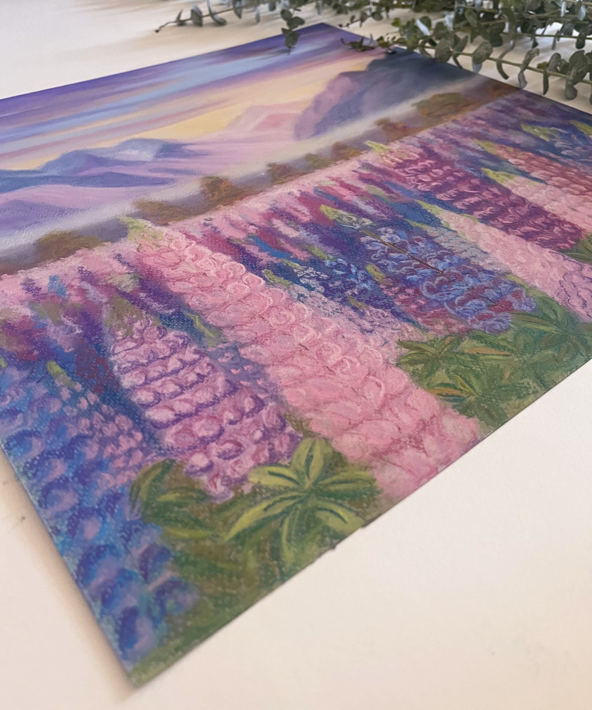 Lupins of Awakening - close up with botanicals Ashley Abbs Studio