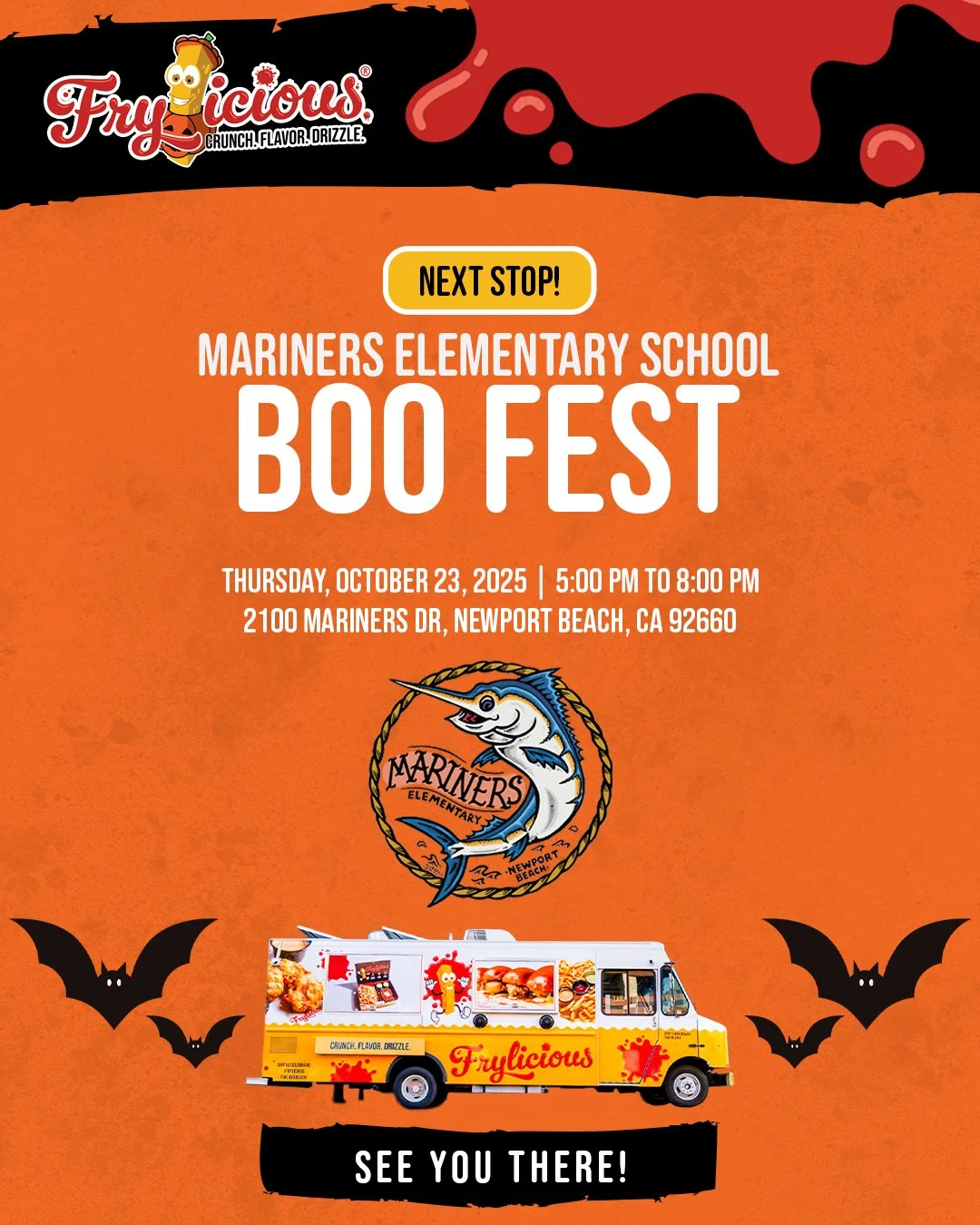 This coming Thursday, October 23, Frylicious will be serving up delicious food at Mariners Elementary&rsquo;s Boo Fest!

We&rsquo;re excited to celebrate with the students and families for a night full of fun and flavor.

#frylicious #frenchfries #fr