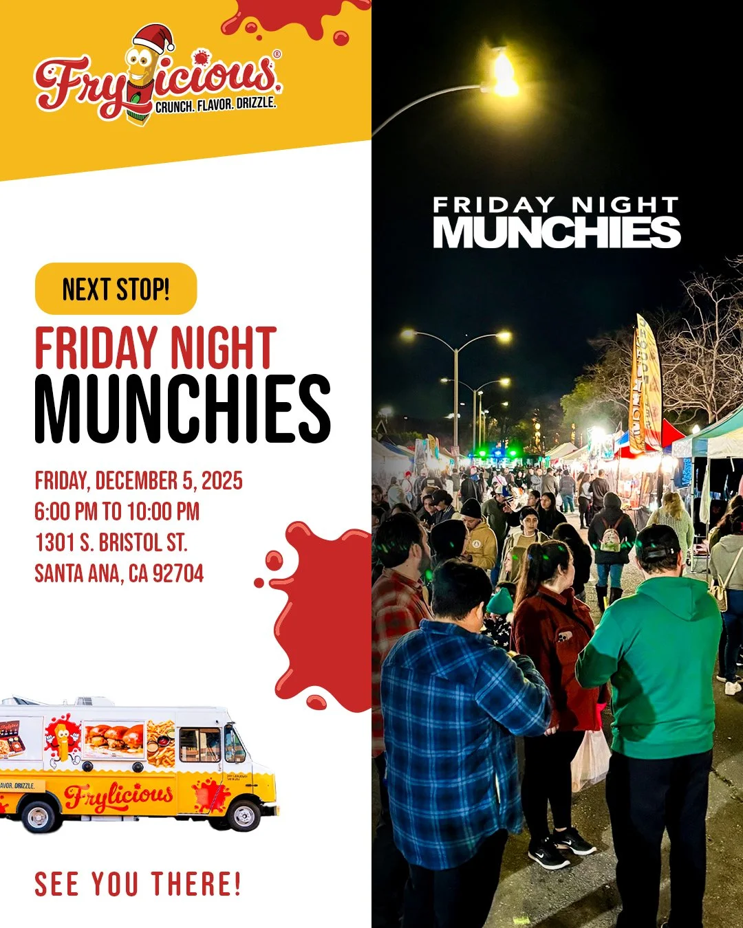 We&rsquo;re heading back to Friday Night Munchies @fridaynightmunchies_ on December 5 from 6 PM to 10 PM at 1301 S. Bristol St., Santa Ana, CA. See you at the food truck.

#frylicious #frenchfries #frieslover #foodlovers #santaana