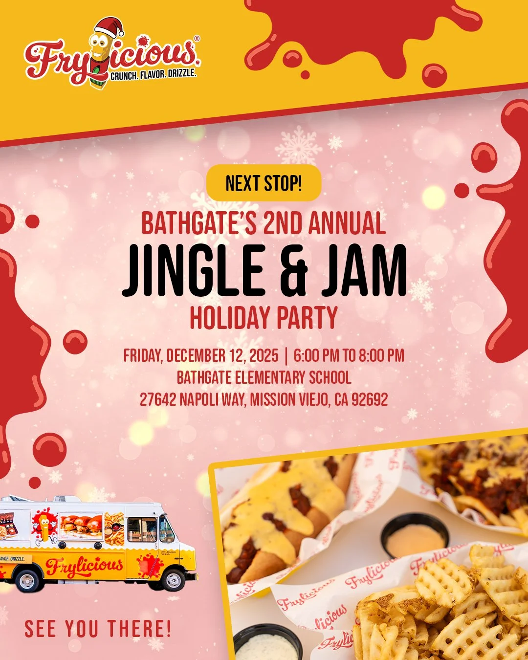 Let&rsquo;s make the Jingle &amp; Jam crispier! Join us at Bathgate Elementary School @bathgateblazers. 27642 Napoli Way, Mission Viejo from 6&ndash;8 PM.

#frylicious #frenchfries #frieslover #foodlovers #missionviejo