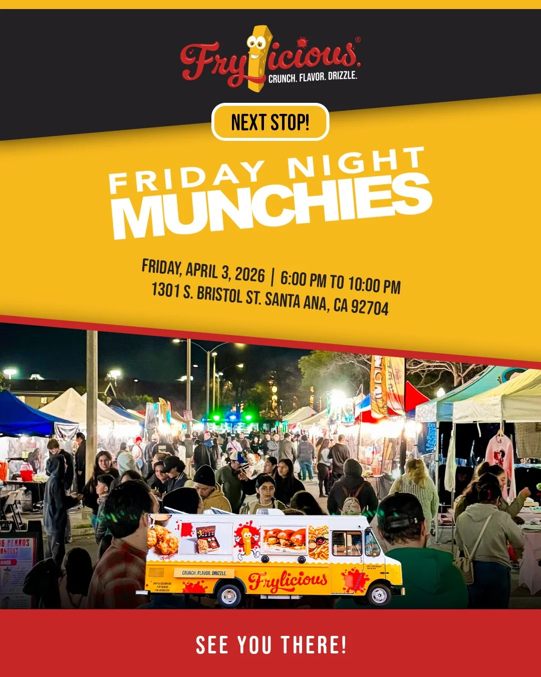 Frylicious Friday is here!
See you at Friday Night Munchies @fridaynightmunchies_ this April 3, 6&ndash;10 PM. Come hungry.

#frylicious #frenchfries #frieslover #foodlovers #santaana