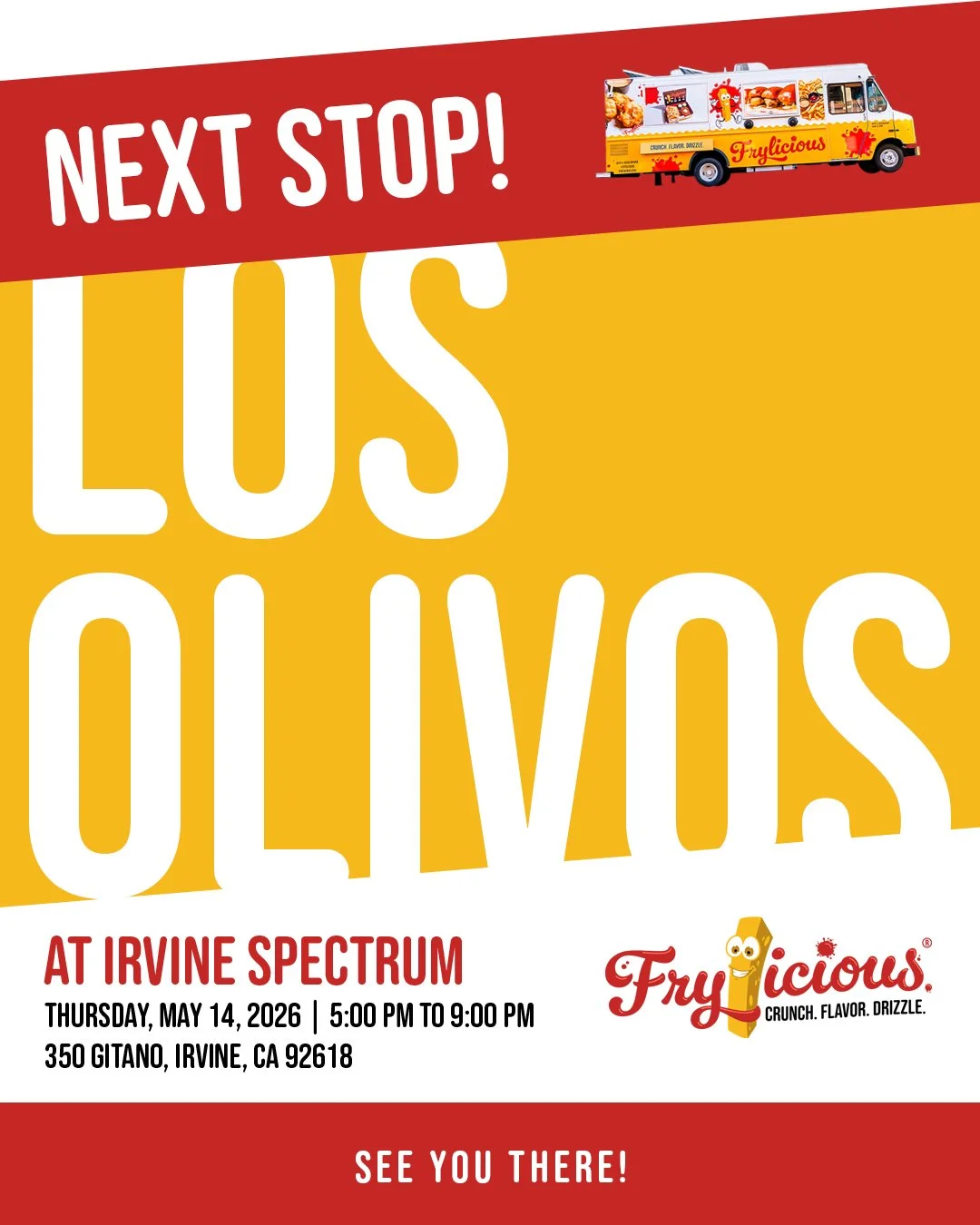 Thursday plans? Make them crispy. Catch Frylicious at Los Olivos at Irvine Spectrum on May 14 from 5:00 PM to 9:00 PM. 🔥

#frylicious #frenchfries #frieslover #foodlovers #irvine