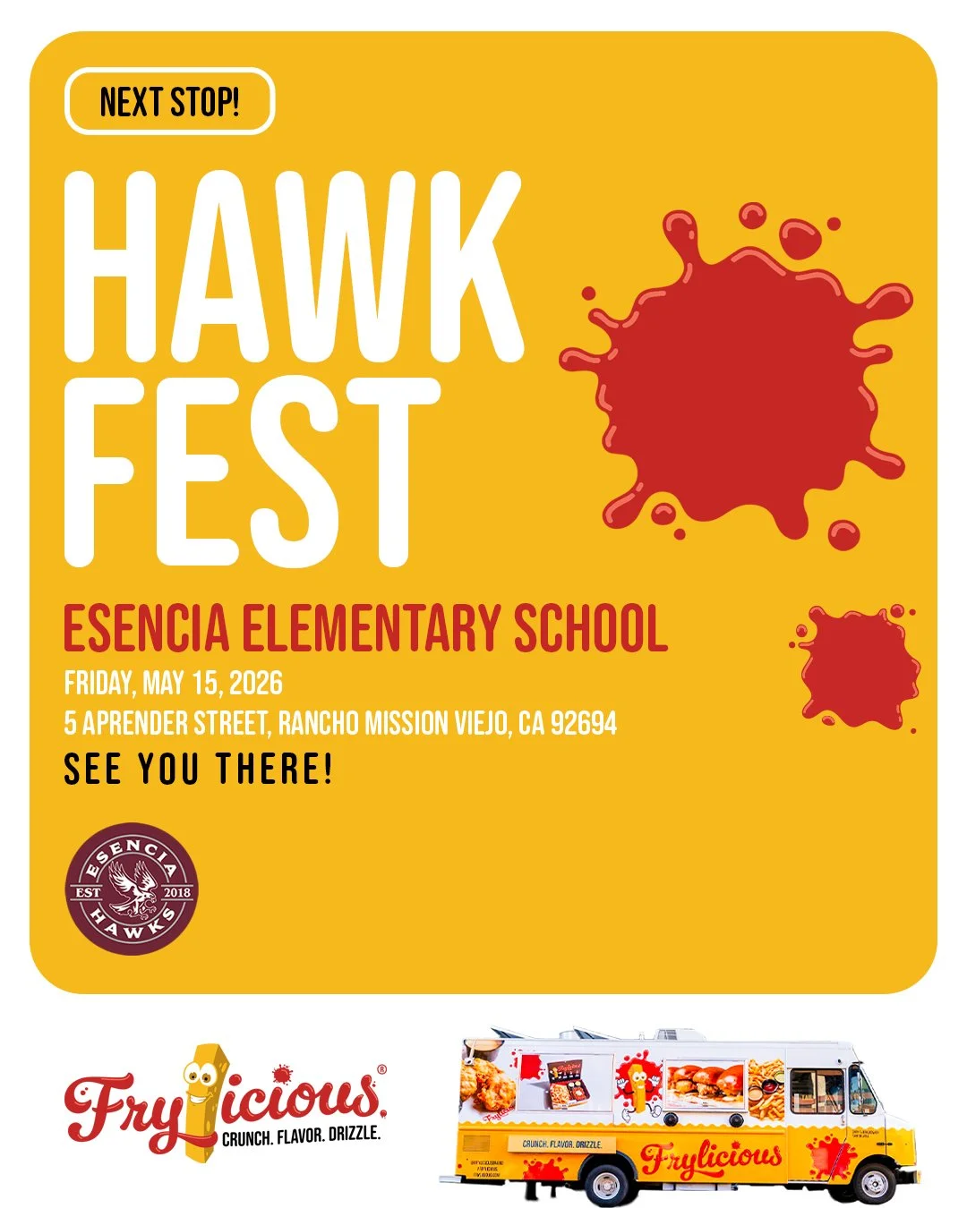 Hawk Fest, here we come! Catch Frylicious at Esencia Elementary School this Friday, May 15 for hot, crispy, delicious food. 😋

#frylicious #frenchfries #frieslover #foodlovers #missionviejo