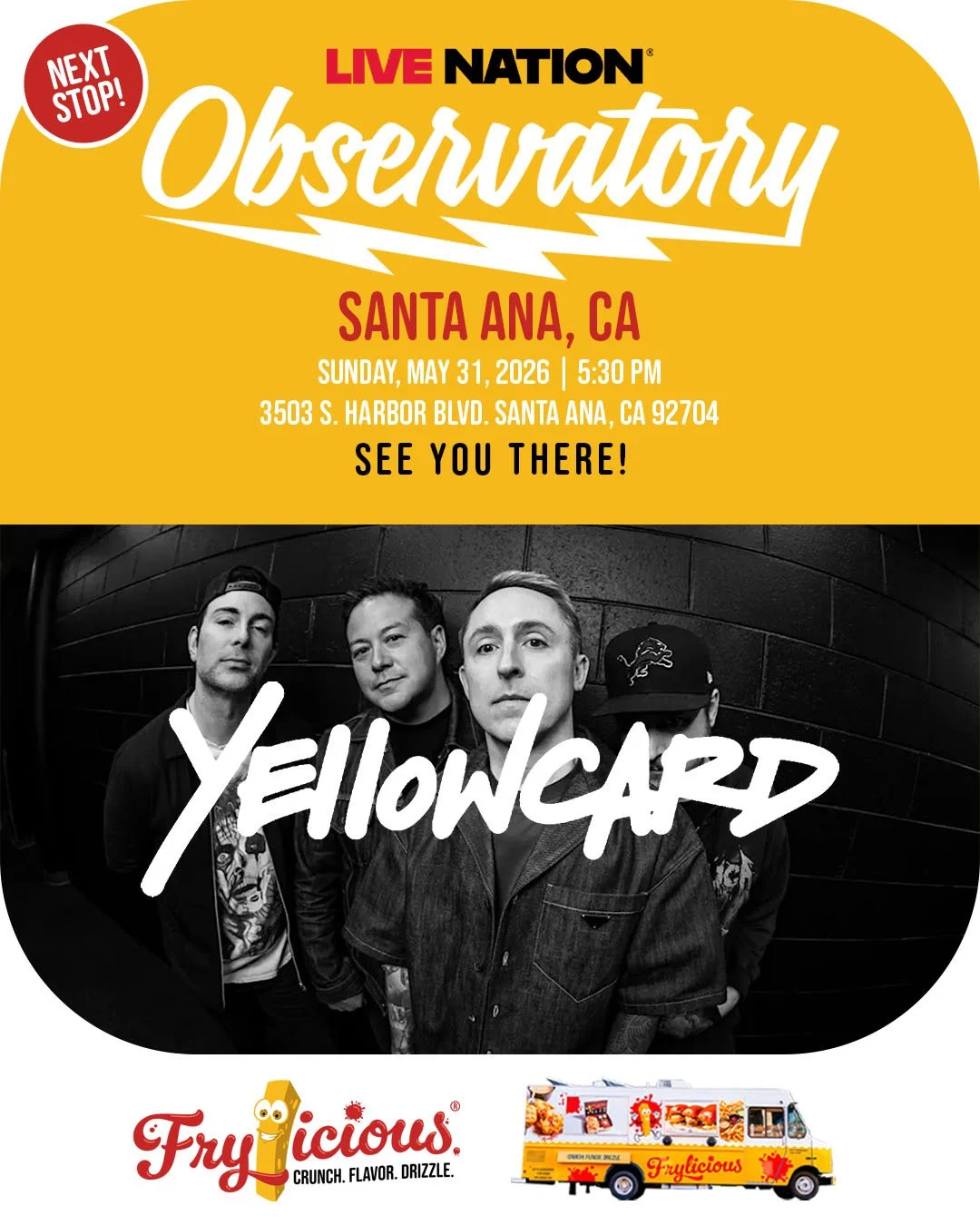 Before Yellowcard takes the stage, make your first stop Frylicious. We&rsquo;re bringing the crunch, flavor, and drizzle to The Observatory @observatoryoc this Sunday, May 31 at 3503 S. Harbor Blvd, Santa Ana, CA 92704 😋

#frylicious #frenchfries #f