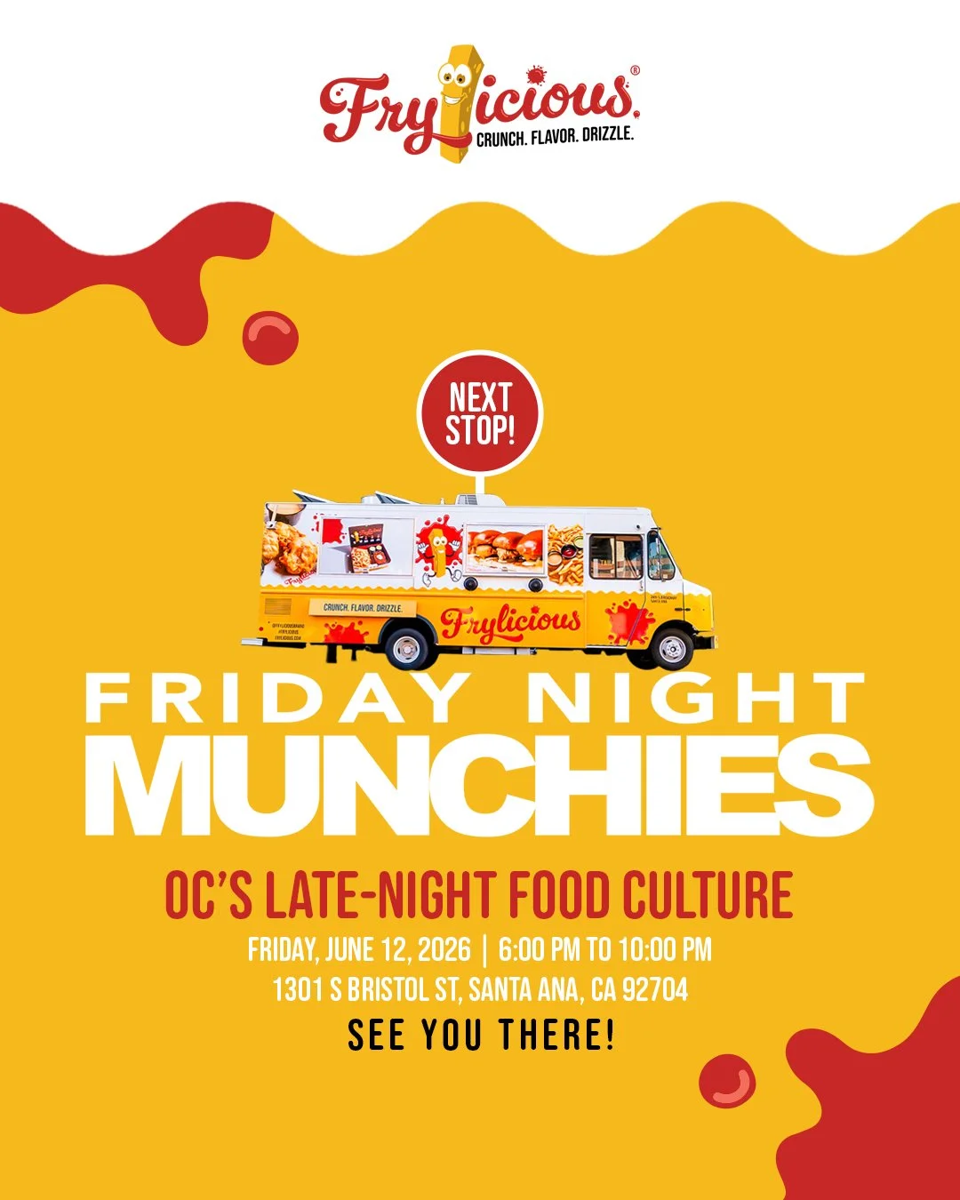 Friday night cravings? Frylicious is pulling up to Friday Night Munchies @fridaynightmunchies_ with hot, crispy, delicious favorites. Catch us on June 12 from 6:00 PM to 10:00 PM at 1301 S Bristol St, Santa Ana, CA 92704. 🍟

#frylicious #frenchfries