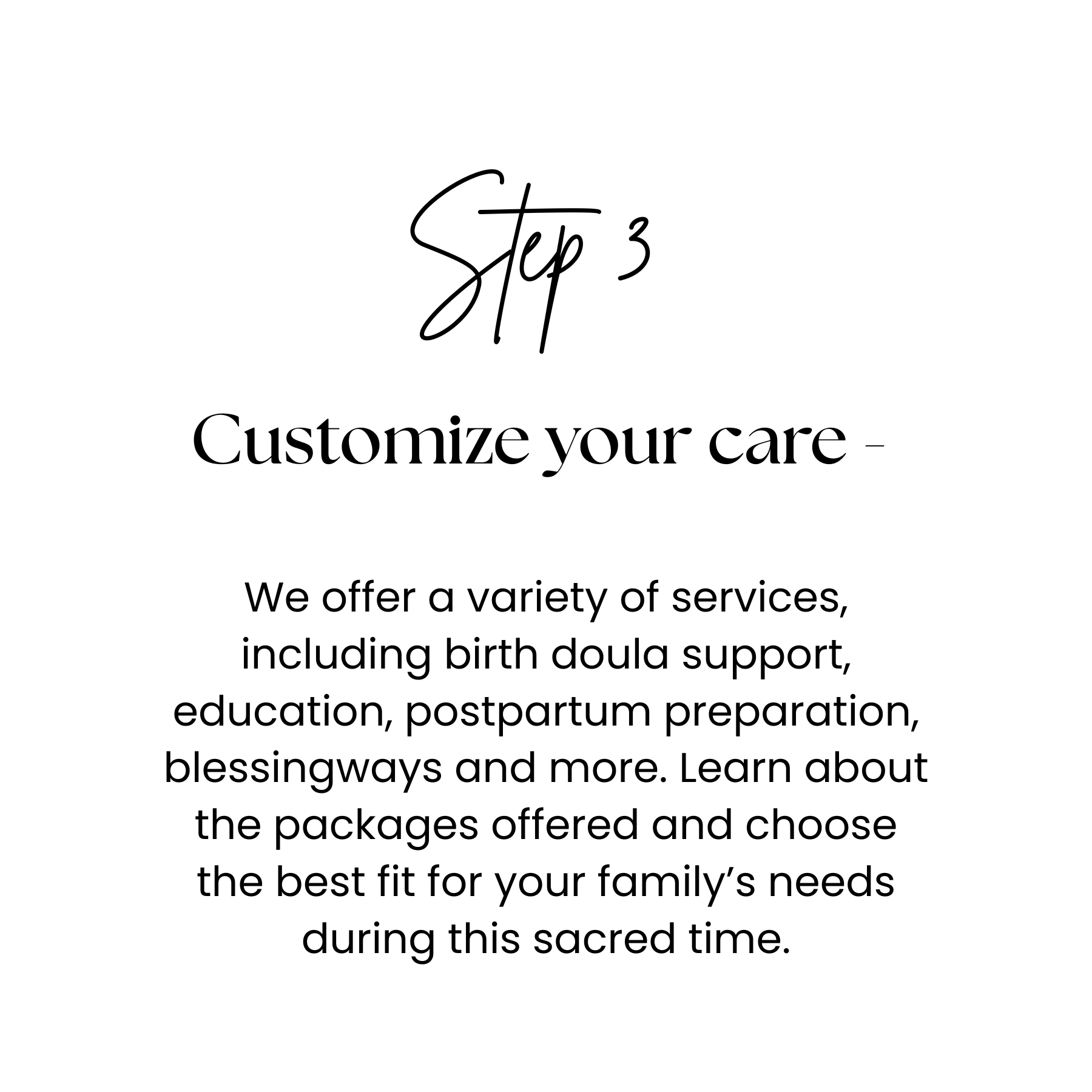 Step 1 of Nurture The Divine's client process, "Customize Your Care".