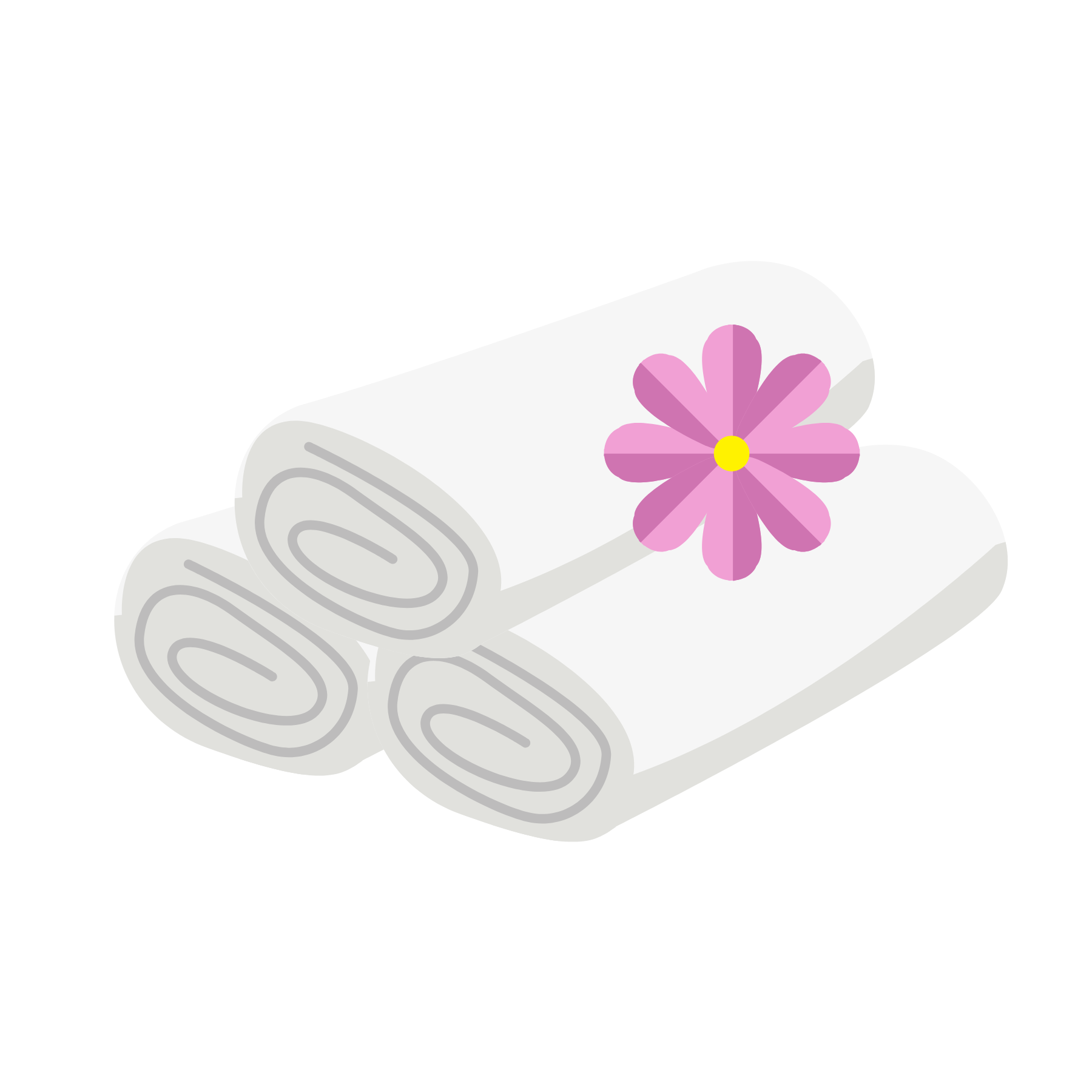 A graphic of three rolled towels steam on Nurture The Divine's website.