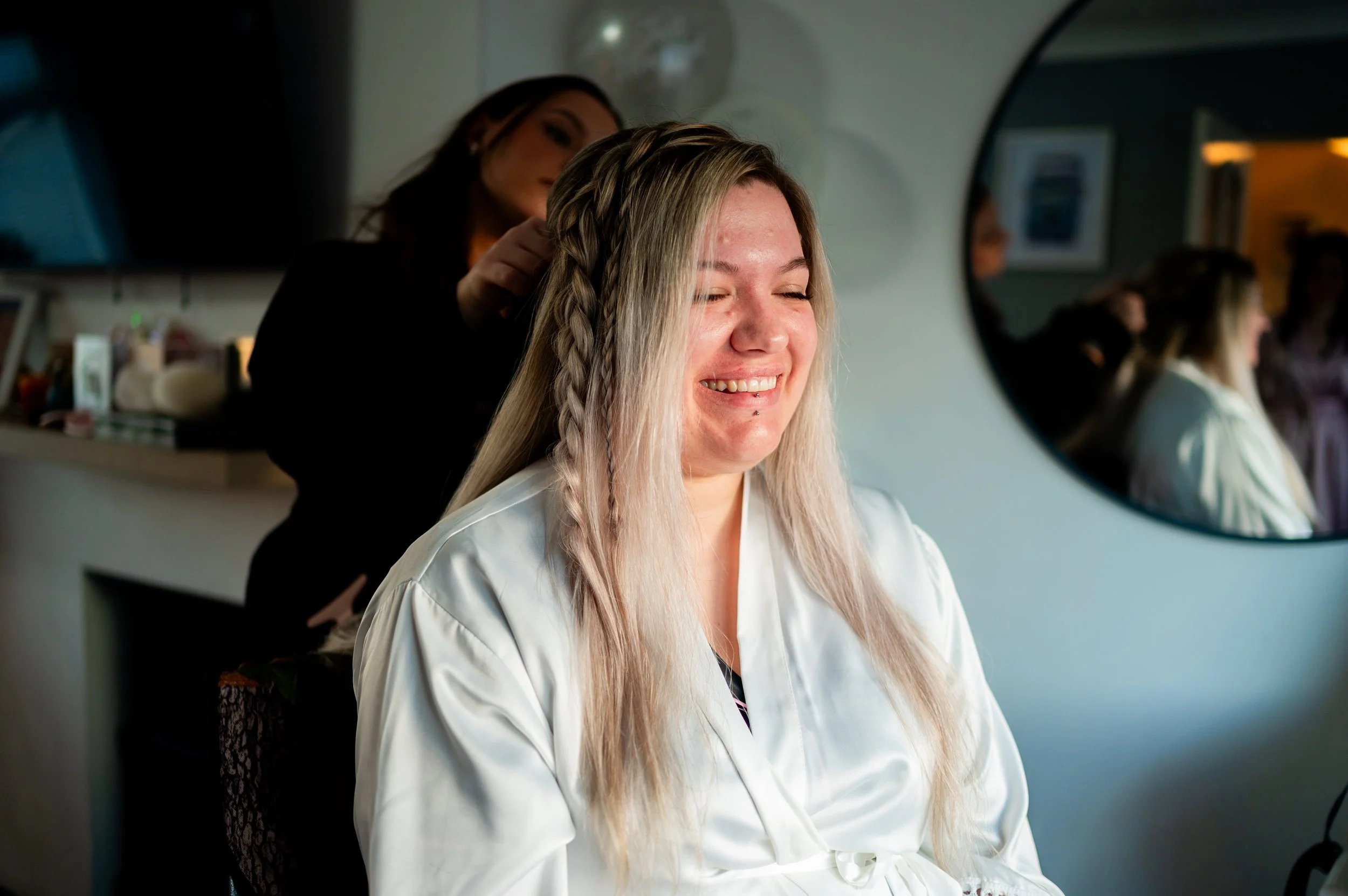 wedding bride prep preparations make up making hair