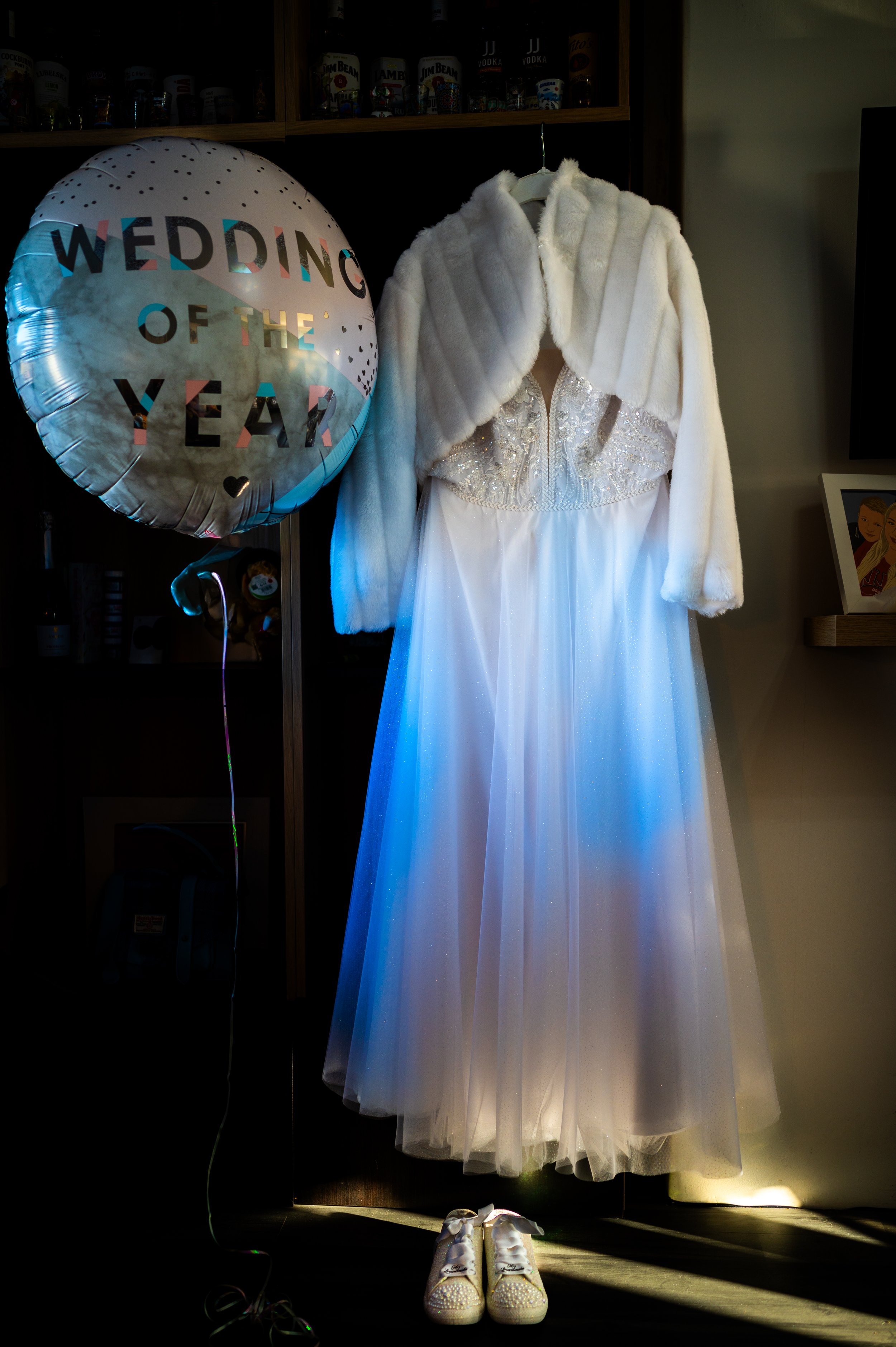 wedding bride preparations dress