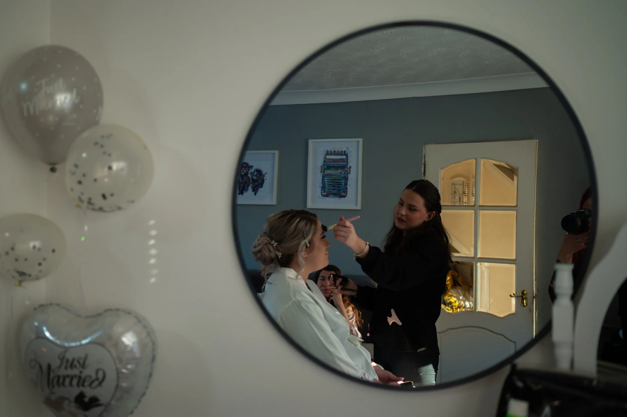 wedding bride preparations make up mirror