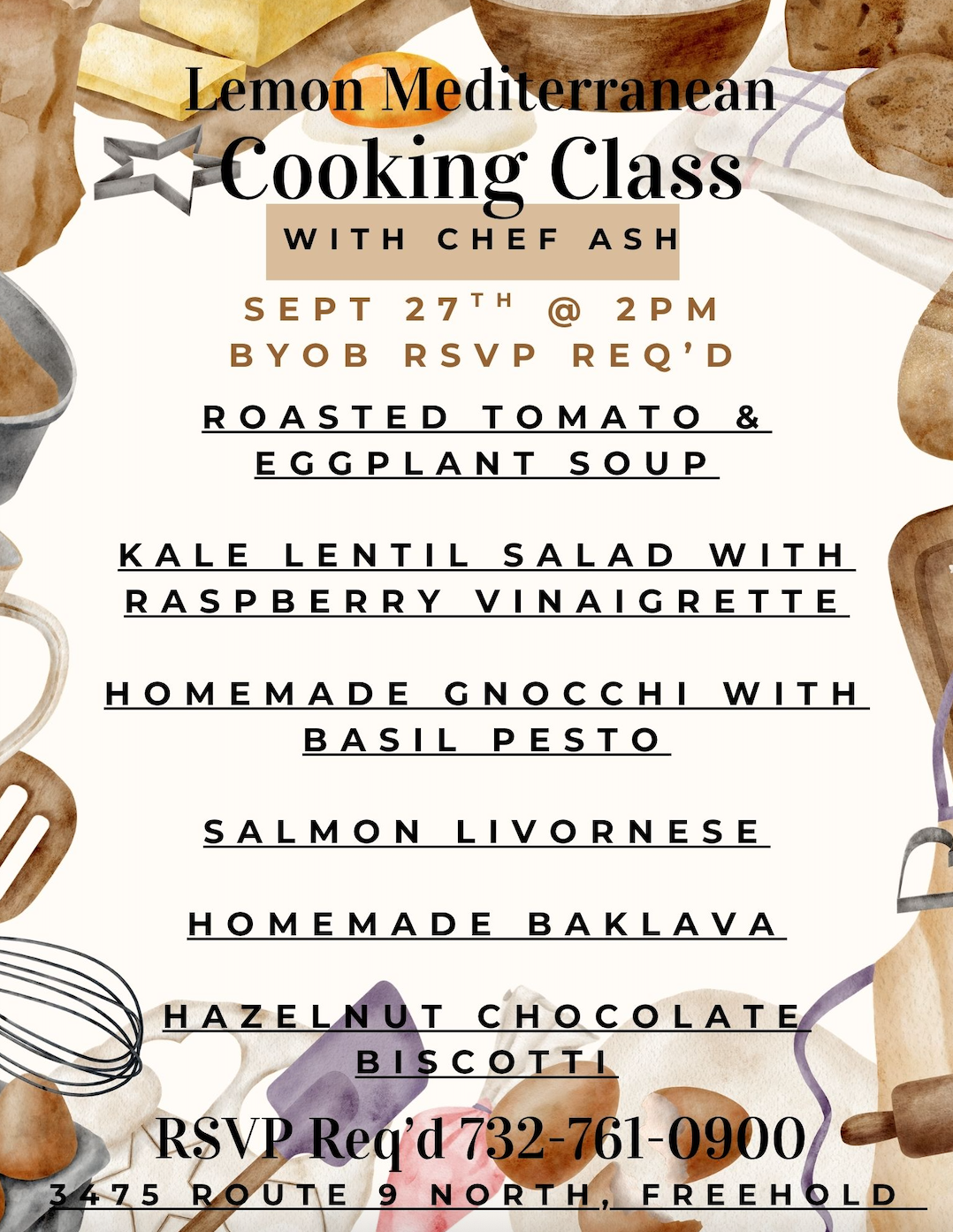 SEPTEMBER COOKING CLASS