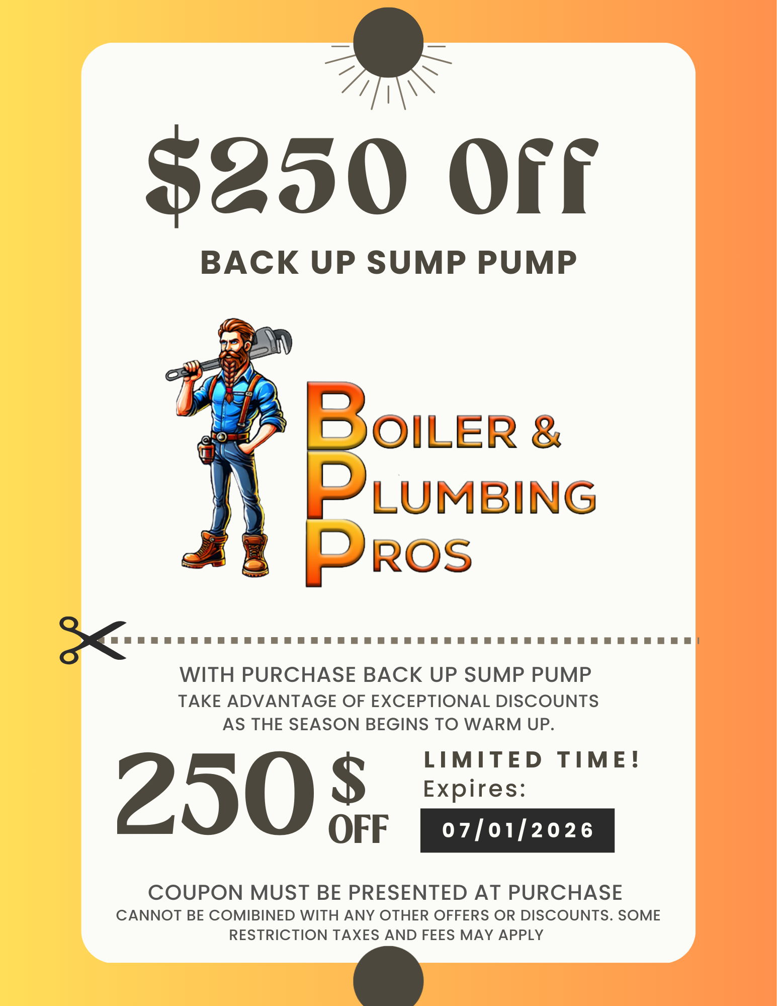 $250 Off Back Up Sump Pump