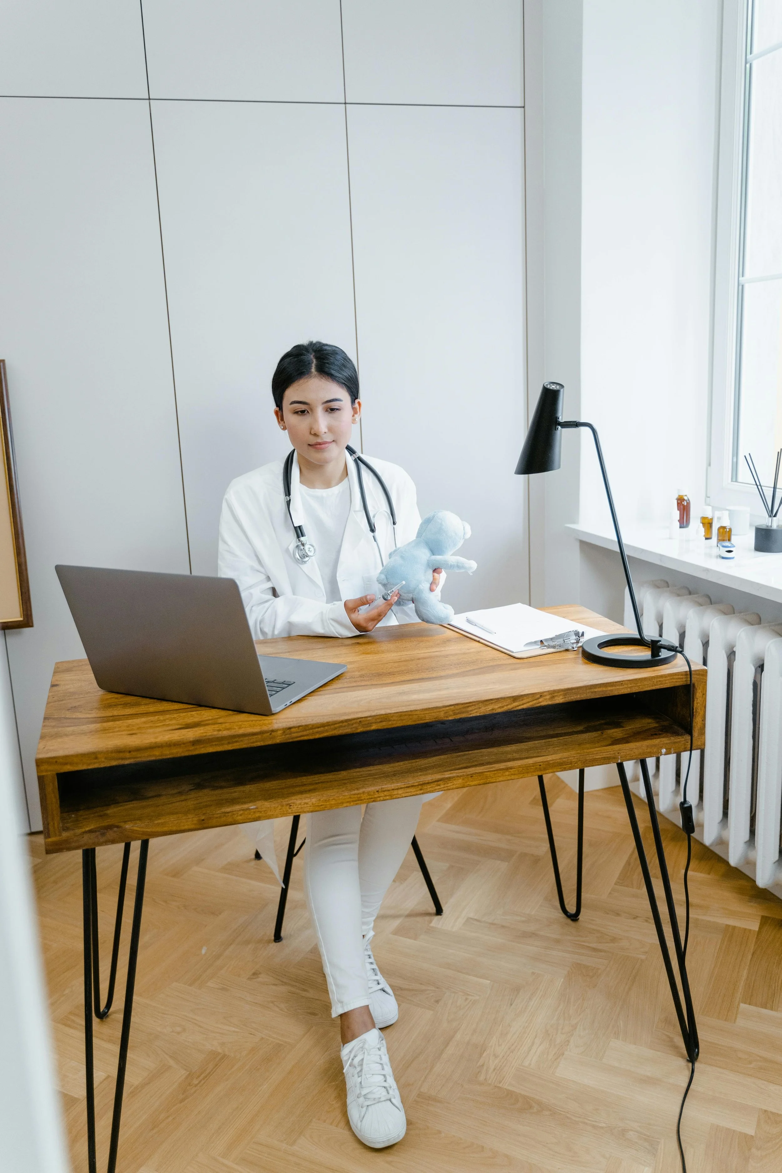 Healthcare professional providing online medical consultations and patient support services