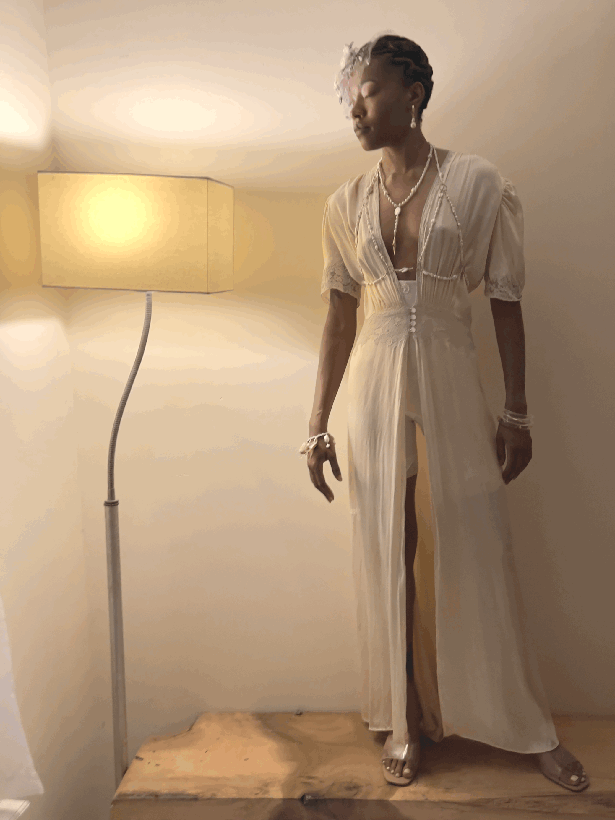 1920s Cream Silk Duster