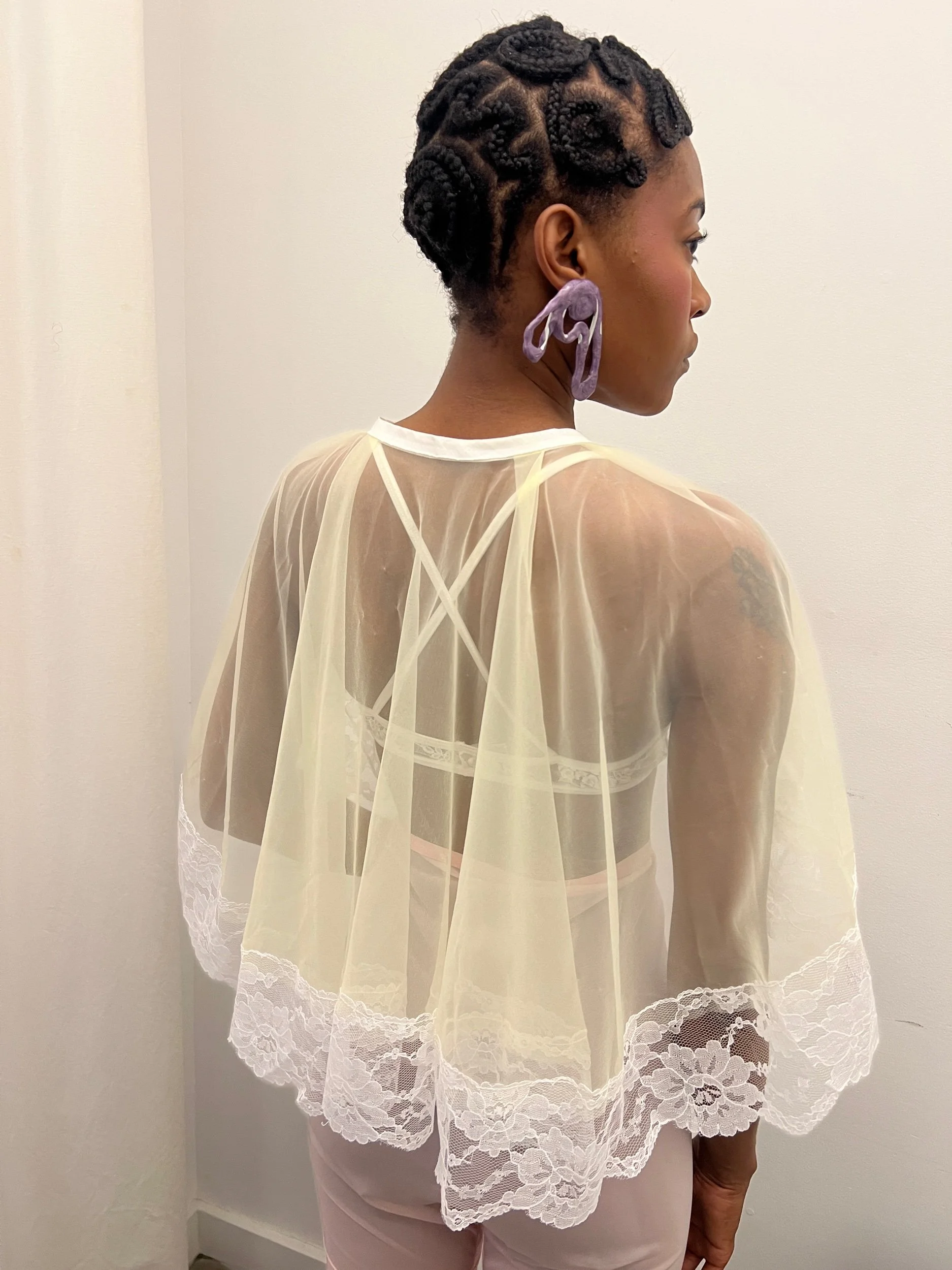 1950s Yellow Nylon Capelet