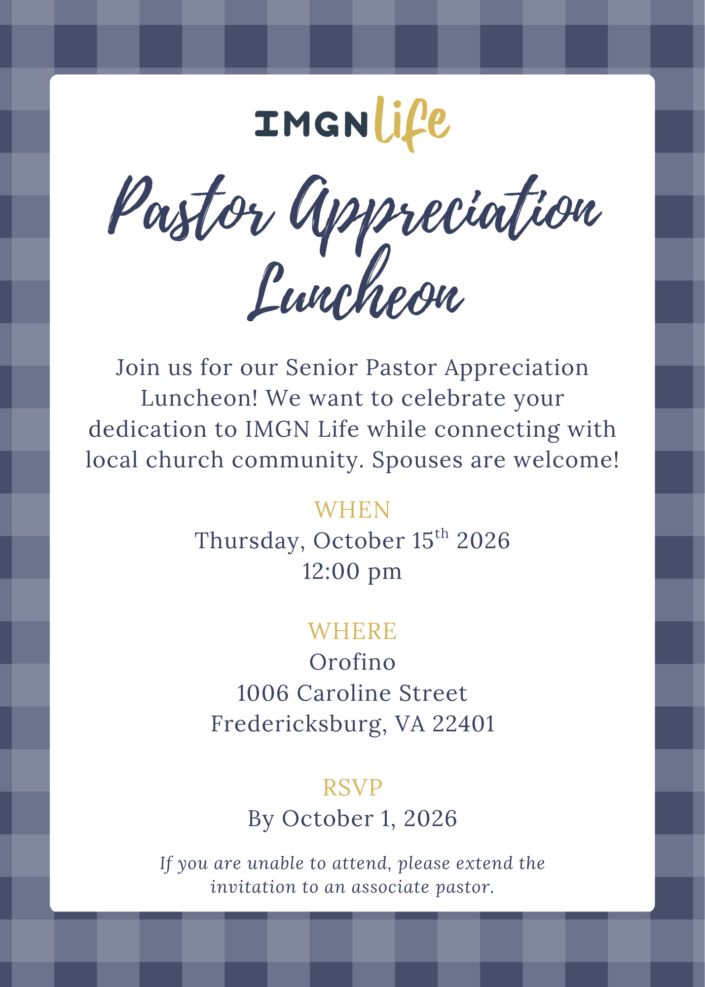Pastor Appreciation Luncheon