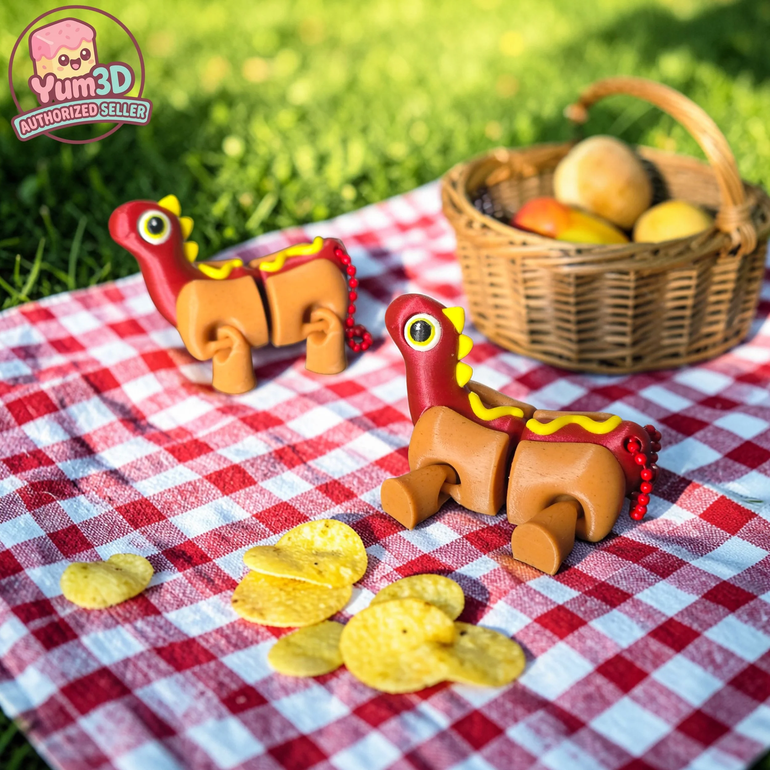 Hotdog Dinosaur Keychain