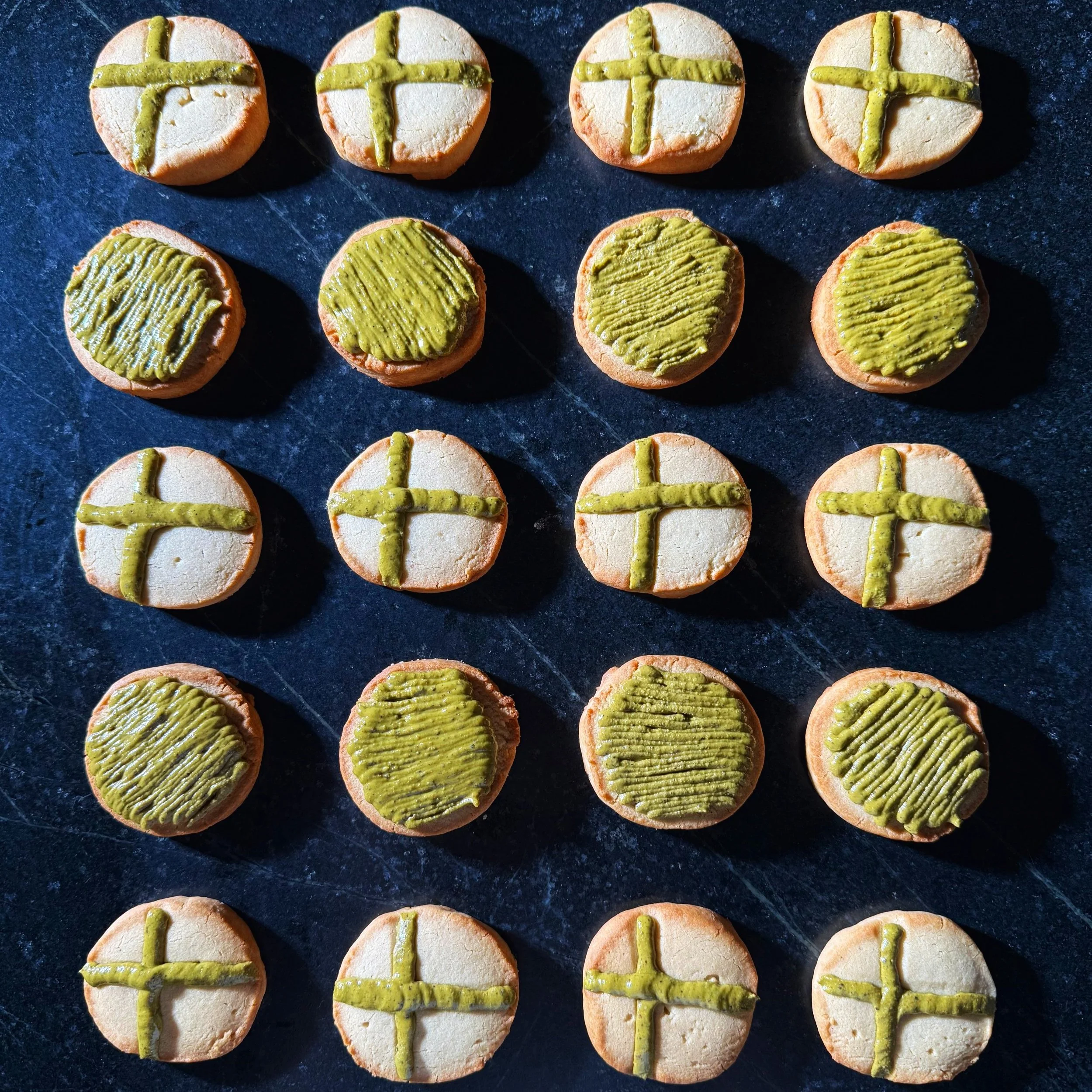 TAHINI SHORTBREAD COOKIES WITH PISTACCHIO BUTTER