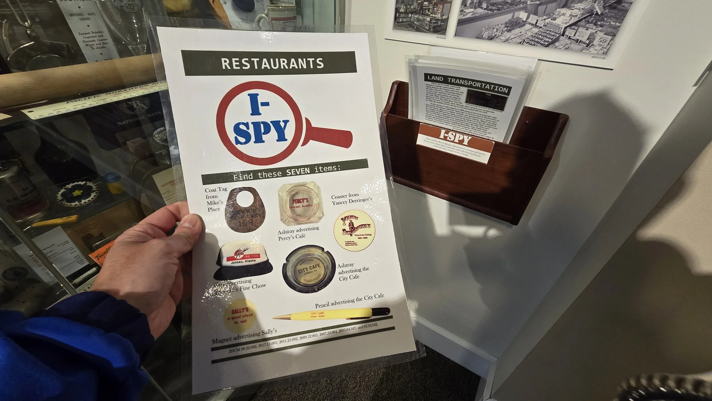 Family-Friendly Museum Activity	I-Spy activity sheet inside an Alaska cruise port museum exhibit, highlighting local history and family-friendly things to do