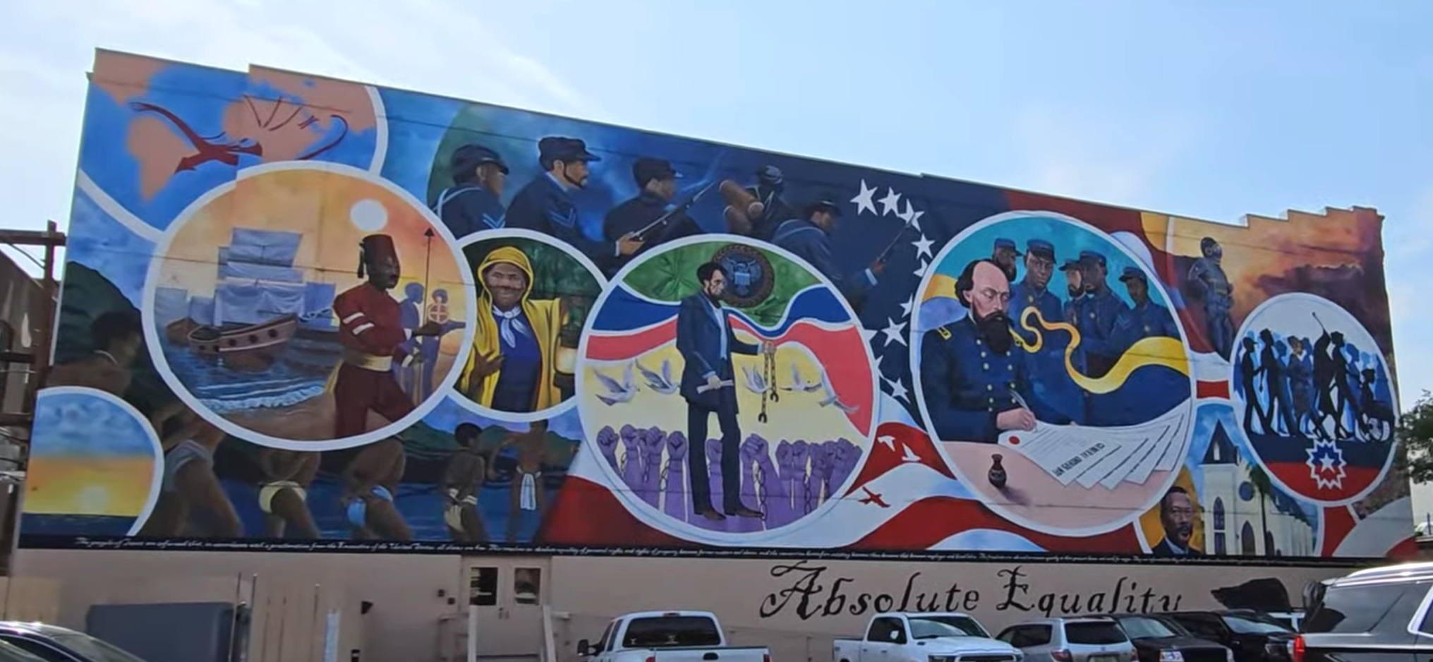 Absolute Equality mural in downtown Galveston, Texas near the cruise port, honoring Juneteenth and Galveston’s African American history