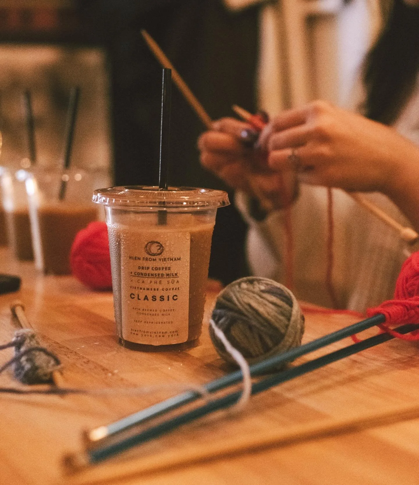 As we gear up for our January Craft and Chat, this upcoming Thursday, (Link in the Bio, only one ticket left!) 
we also wanted to highlight some moments from our December session. We had an amazing time knitting and sipping with @hien.fromvietnam.
St
