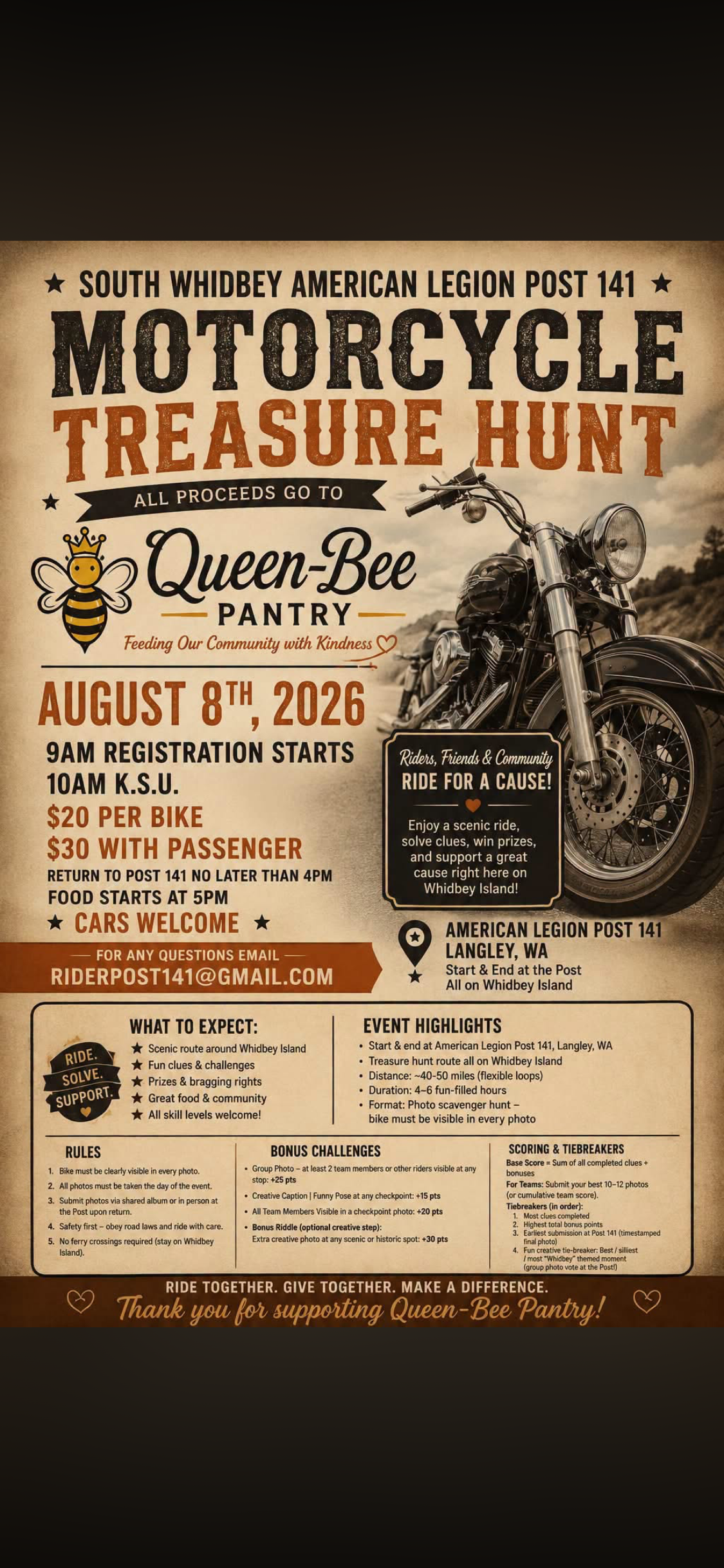 Ride for a Cause- Queen-Bee Pantry