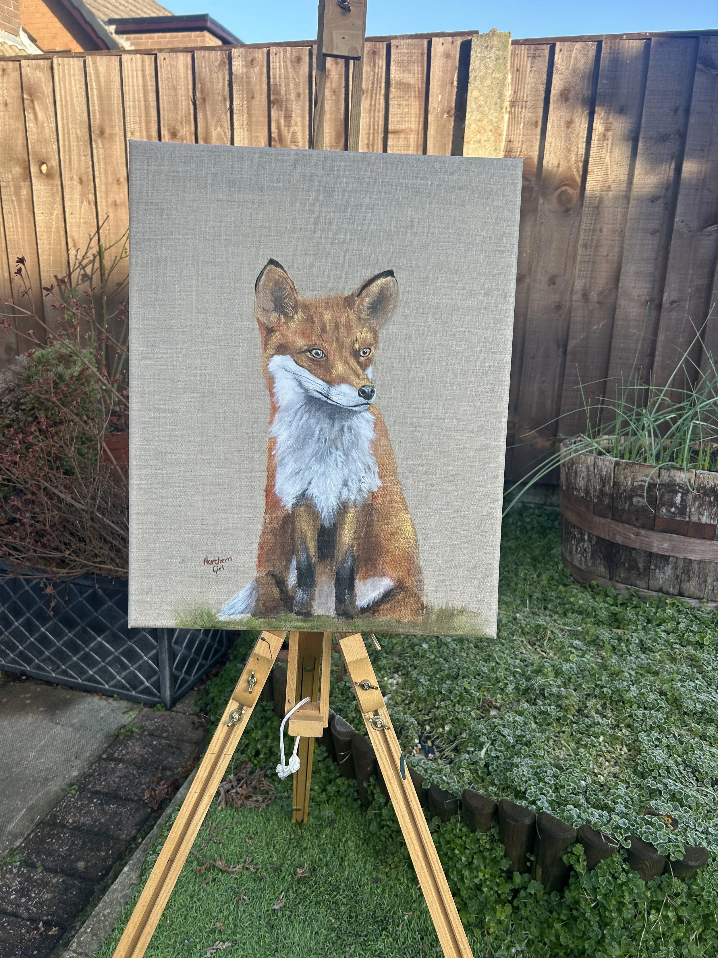 Dog Fox on Linen