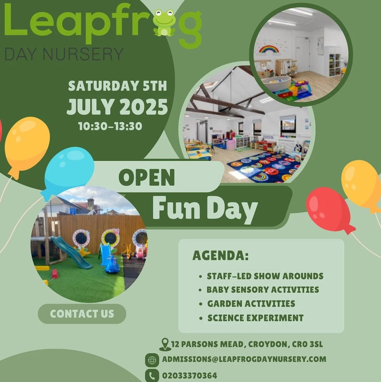 Come and join us as we celebrate the opening of our brand new nursery in West Croydon. We will have lots of activities for under 5&rsquo;s including bouncy castles and arts and crafts and a special guest appearance! 

Join the fun on Saturday 5th Jul