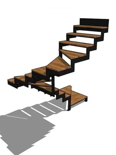 wizualizacja schodów wewnętrznych metalowych