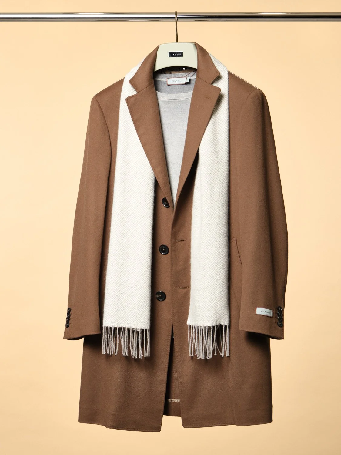 Exclusive Kei Tobacco cashmere overcoat $6495