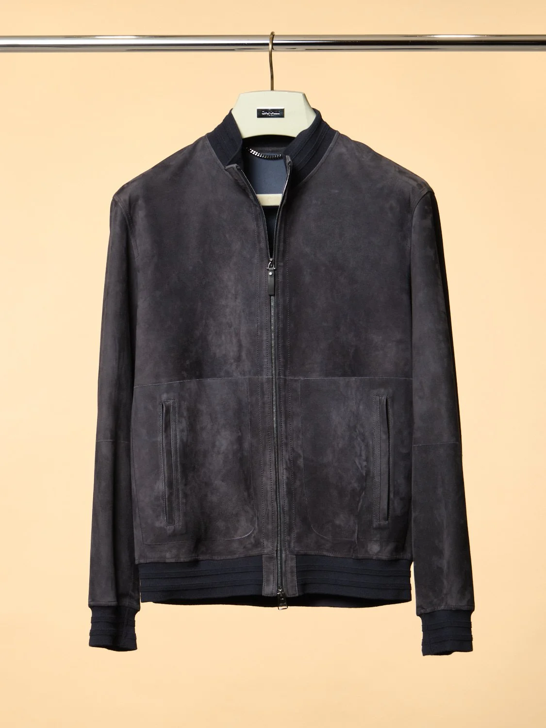 3. Navy Suede Bomber