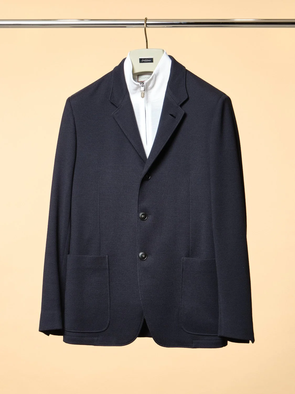 64% Wool 36% Cotton Bruma Jacket in Navy $2550 