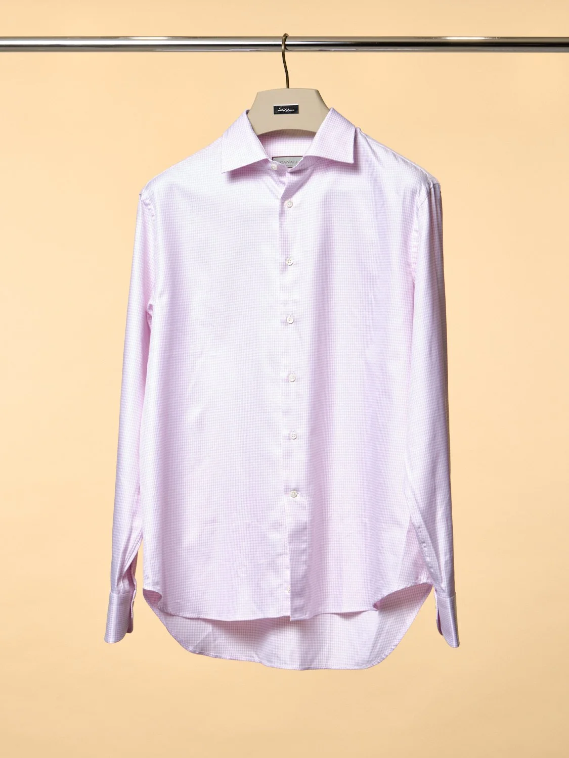 Regular fit white and pink houndstooth check $495