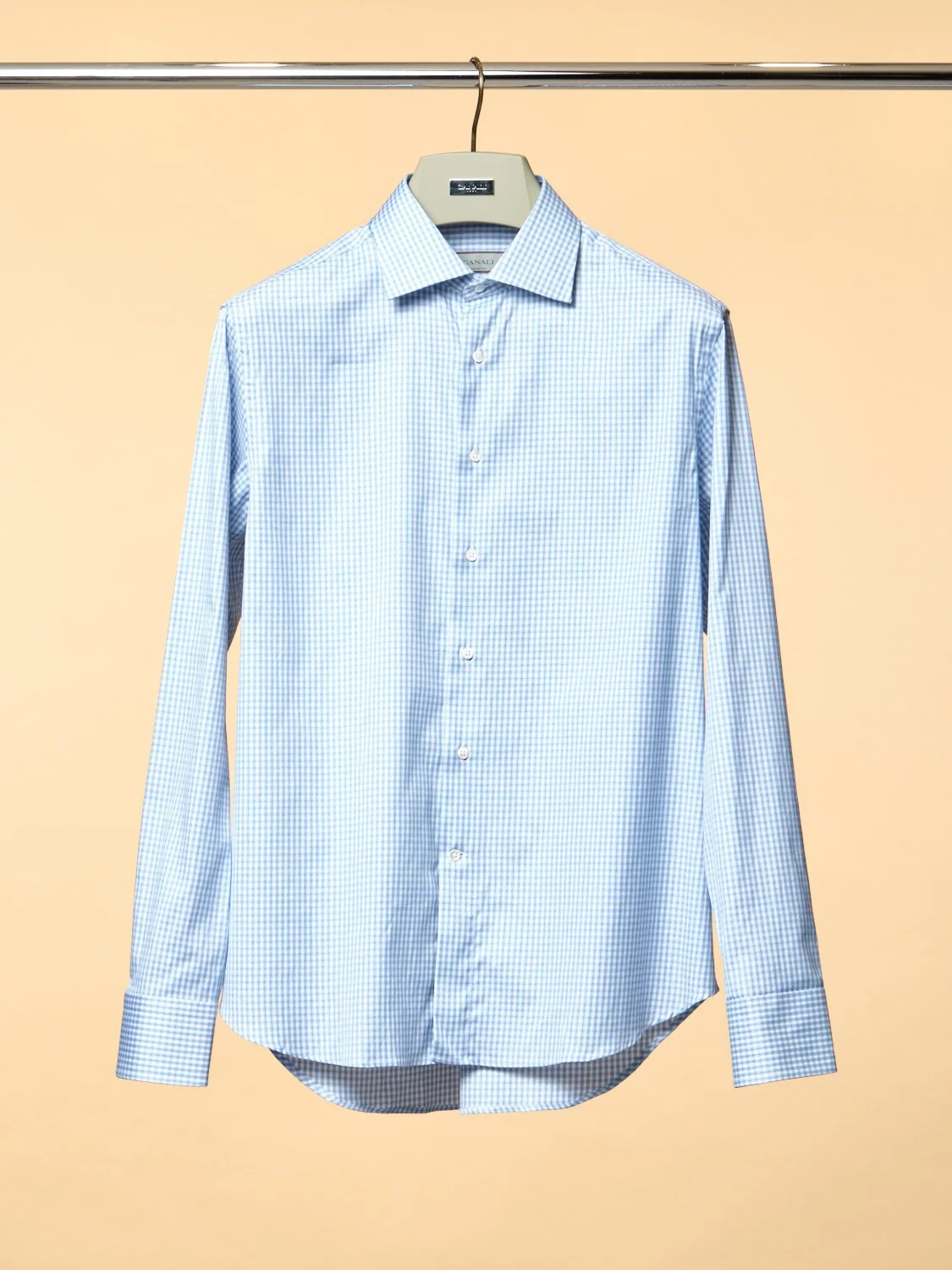 Business shirt white with blue check regular fit $525