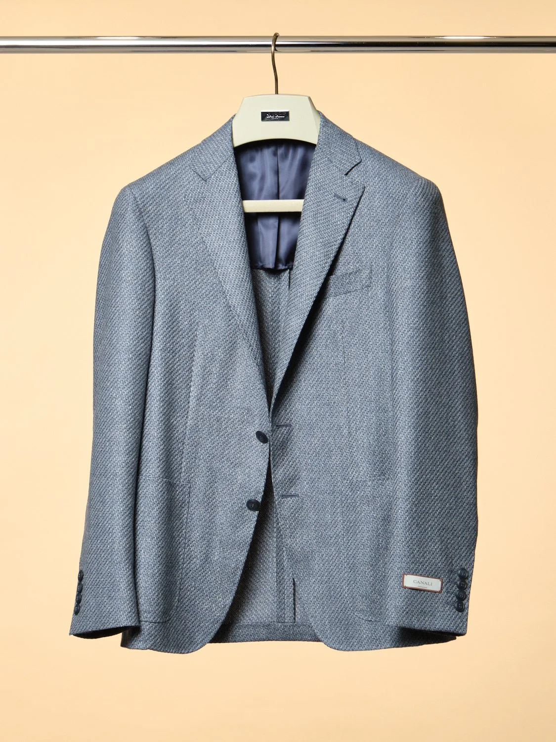 Kei 1/2 lined Navy with grey chevron 100% wool $2750