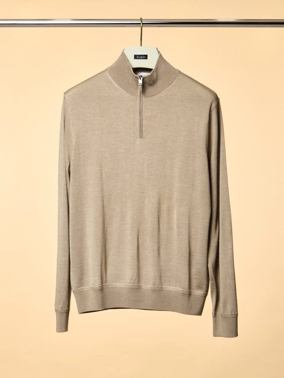 12. Latte 1/4 Zip Wool Silk Cashmere