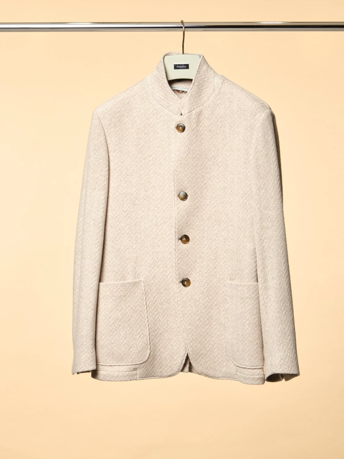 56% wool 44% cashmere unlined Bruma jacket in wheat $4200