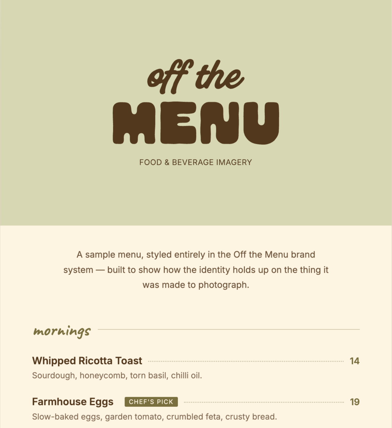 Off the Menu