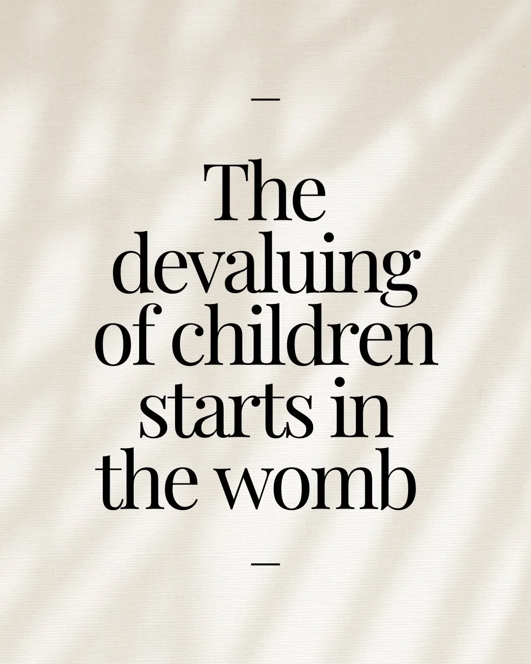 The whole room is asking &ldquo;how could someone do that to a child?&rdquo; Or &ldquo;why are people treated this way?&rdquo; and they don&rsquo;t see it.

What is the magic moment between &ldquo;they are disposable&rdquo; and &ldquo;now they have v