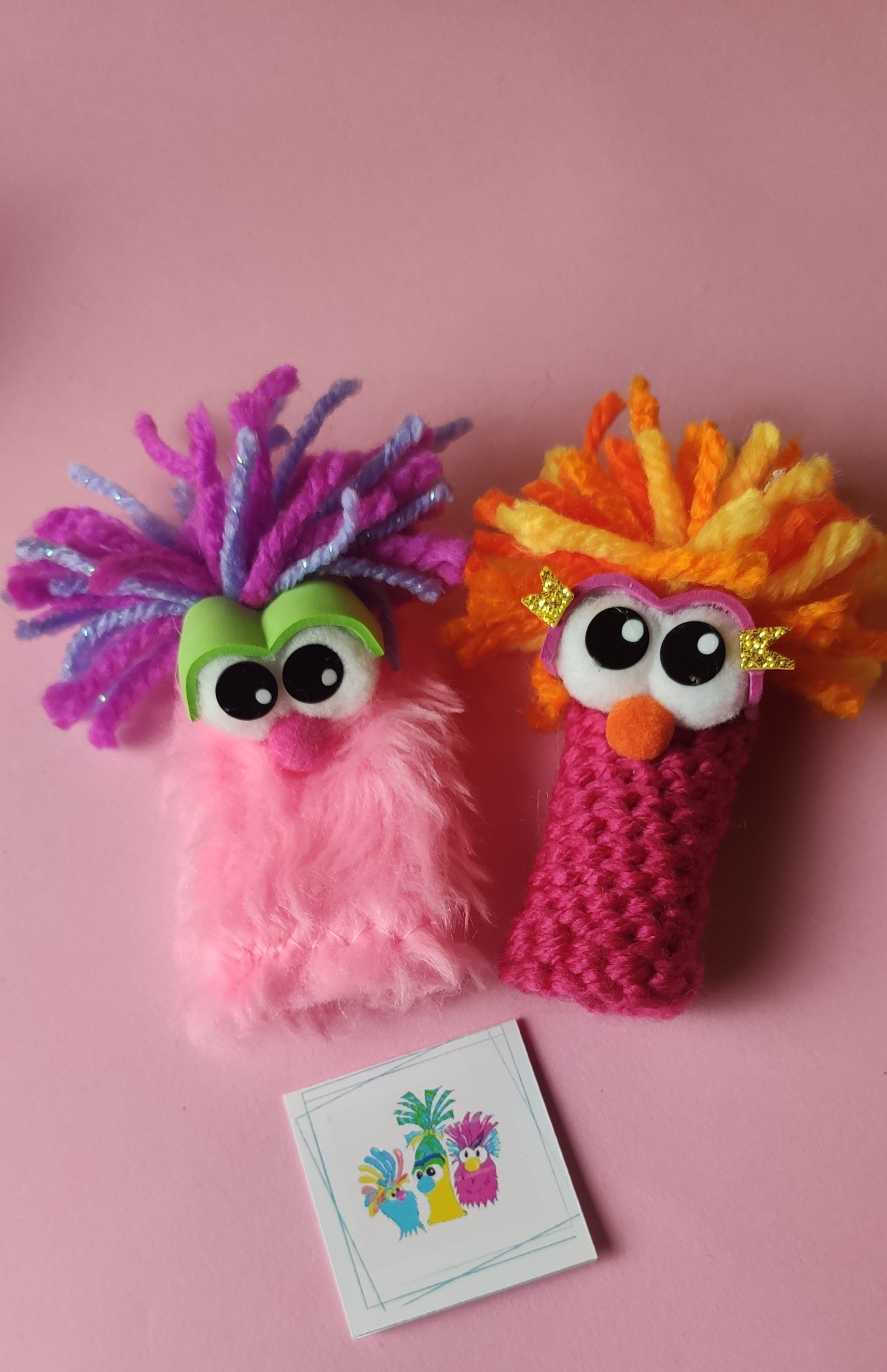 Conjunto de 2 Fantoches de Dedo Artesanais