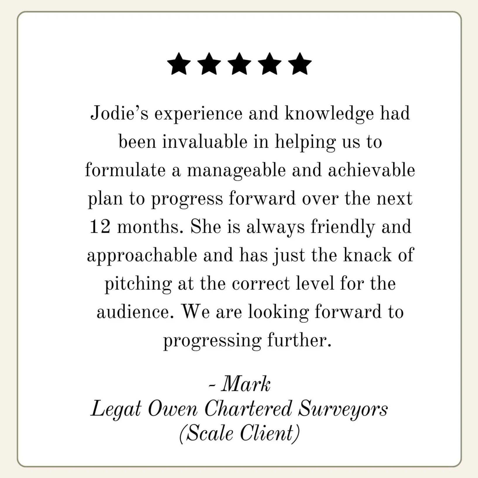 Client testimonial