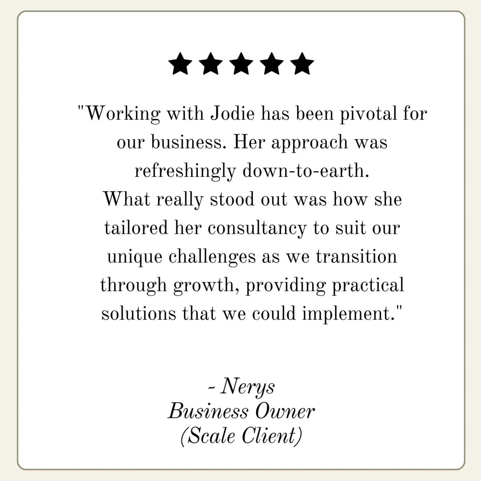 Client testimonial